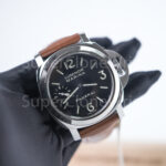 Panerai Luminor Marina PAM00111 Steel Black Dial Brown Leather Strap 44mm Replica Watches - 3