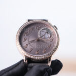 Vacheron Constantin Égérie 8005F/000R-B958 Rose Gold Pink-Purple Guilloché Dial Diamond Bezel Grey Leather Strap 35mm Replica Watches - 3