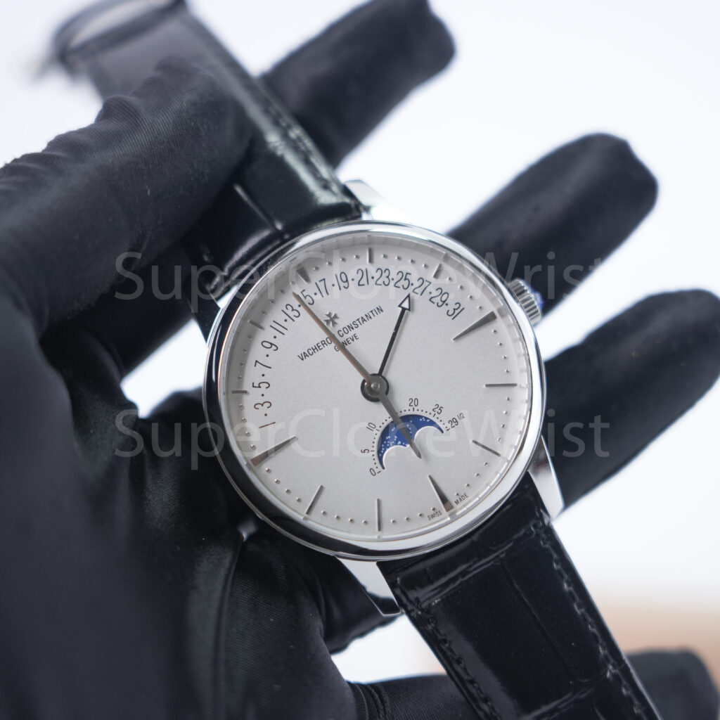 Vacheron Constantin Patrimony 4010U/000G-B330 Steel Silver Opaline Dial Steel Bezel Black Leather Strap 42.5mm Replica Watches - 3