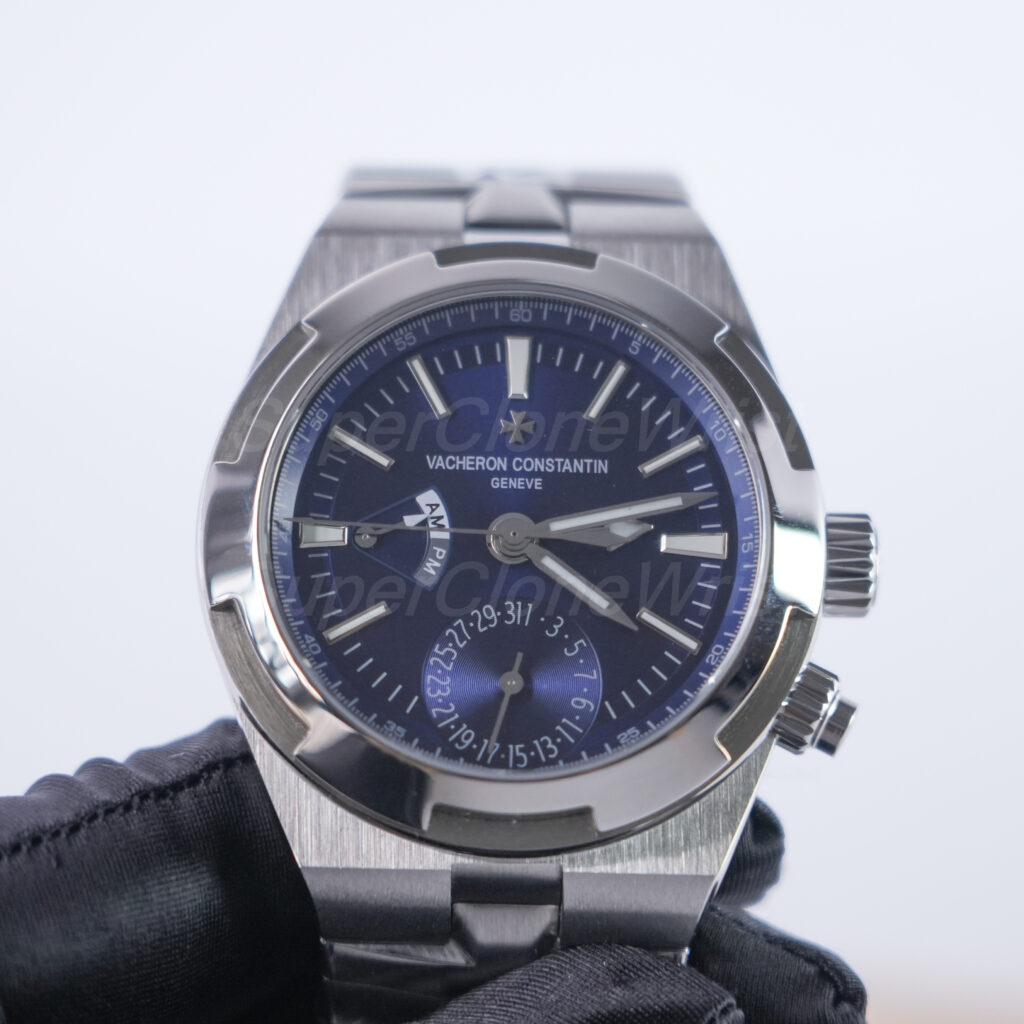Vacheron Constantin Overseas Dual Time 7900V/110A-B154 Steel Blue Dial Steel Bezel Steel Bracelet 41mm Replica Watches - 4