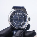Vacheron Constantin Fiftysix 4000E/000A-B548 Steel Blue Dial Steel Polished Bezel Blue Leather Strap 40mm Replica Watches - 4