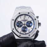 Audemars Piguet Royal Oak Chronograph 26315ST Steel Model Silver Grande Tapisserie Dial Blue Sub-dials Steel Bracelet 38mm Replica Watches - 4