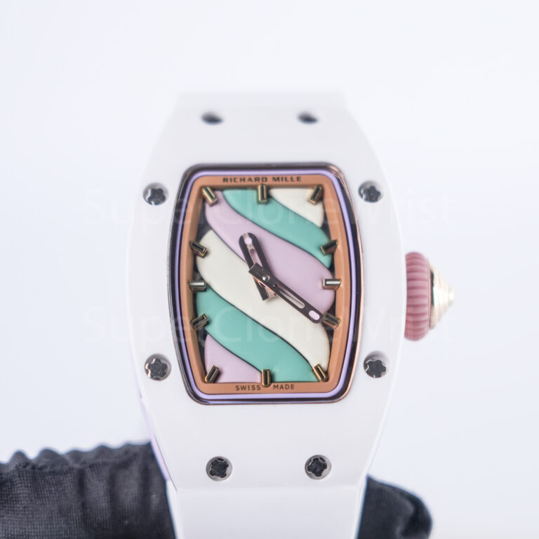 Richard Mille RM 07-03 Bonbon Steel Marshmallow Dial Steel Bezel White Rubber Strap 31mm Replica Watches - 4