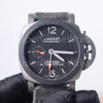 Panerai Luminor Luna Rossa GMT PAM01096 Titanium Scafotech Dial Carbotech Bezel Grey Fabric Strap 42mm Replica Watches - 4
