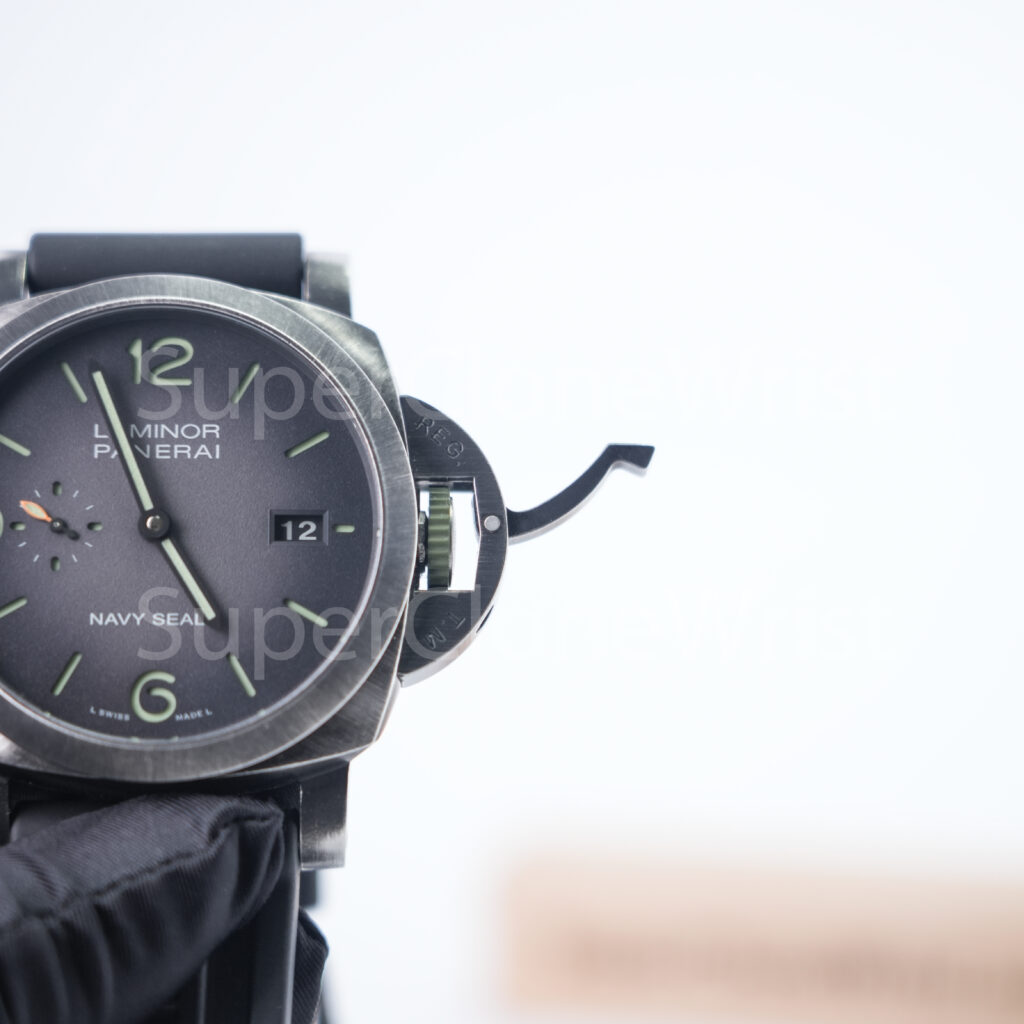 Panerai Luminor Marina Navy SEALs PAM01412 Brunito eSteel Grey-Black Gradient Dial Black Rubber Strap 44mm Replica Watches - 5