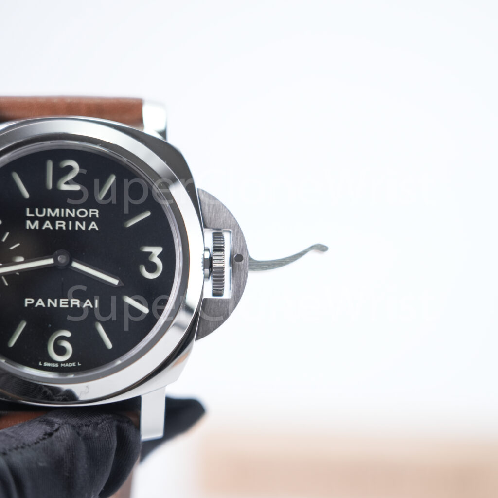Panerai Luminor Marina PAM00111 Steel Black Dial Brown Leather Strap 44mm Replica Watches - 5