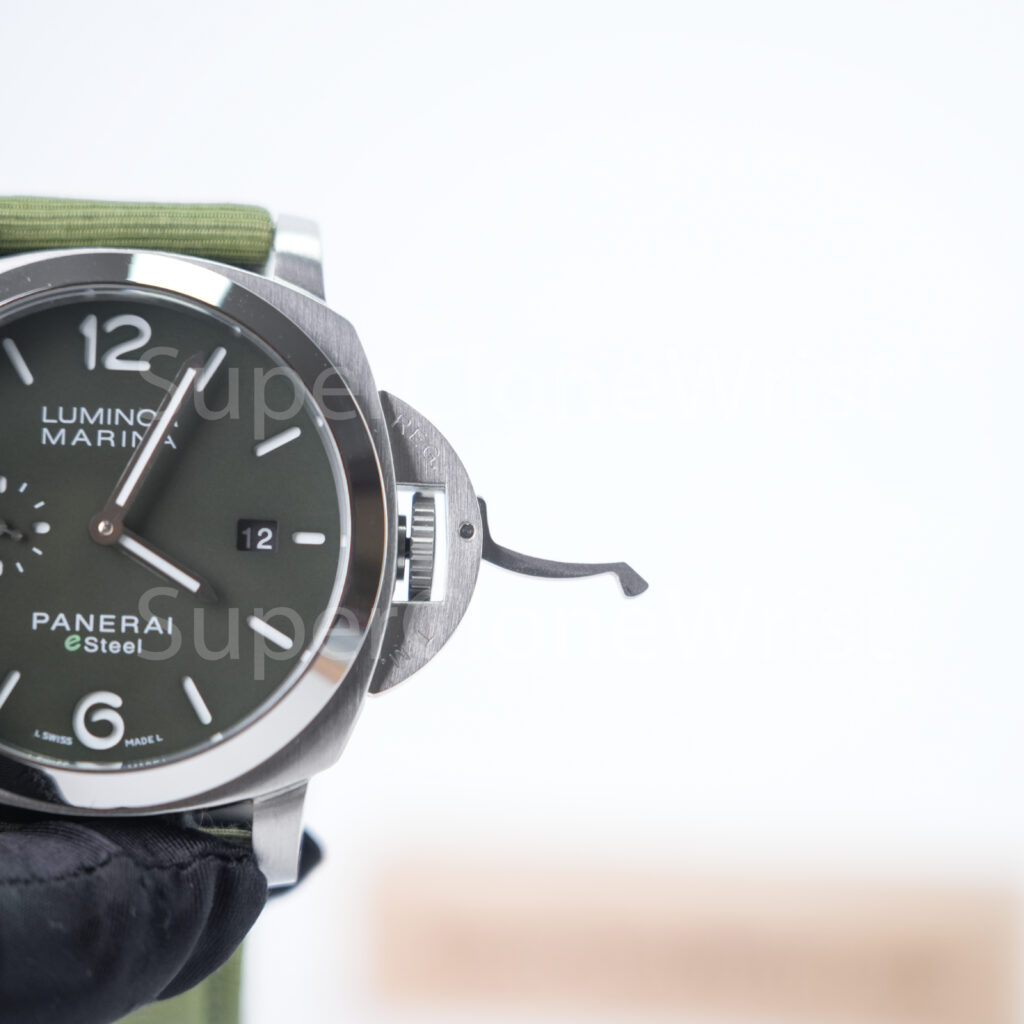 Panerai Luminor Marina eSteel PAM01356 Verde Smeraldo Green Gradient Dial Fabric Strap 44mm Replica Watches - 5