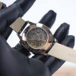 Vacheron Constantin Égérie 8005F/000R-B498 Rose Gold Silver Guilloché Dial Diamond Bezel Blue Leather Strap 35mm Replica Watches - 6