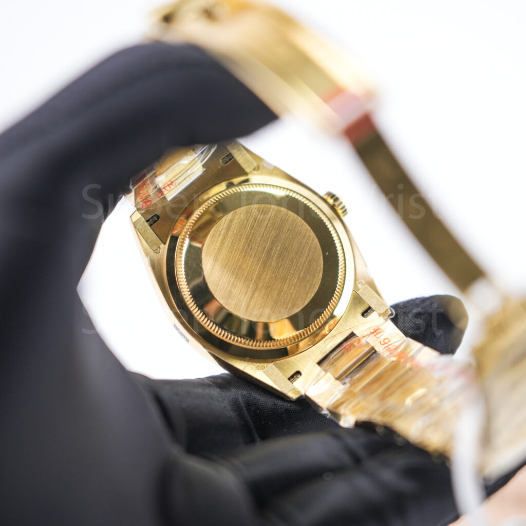 Rolex Day-Date 36 18238 18K Yellow Gold Black Onyx Dial Fluted Bezel President Bracelet Replica Watches - 6