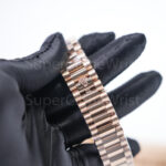 Rolex Day-Date 40 228235 Rose Gold Dark Grey Diamond Dial Fluted Bezel President Bracelet Replica Watches - 6