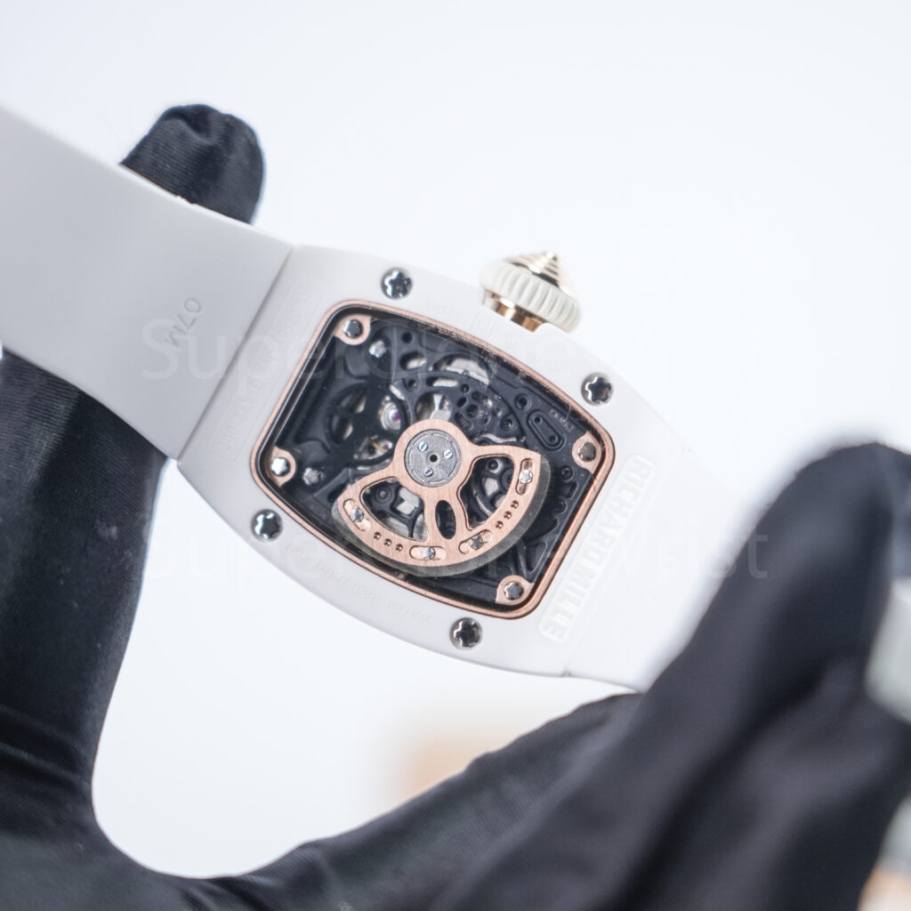 Richard Mille Bonbon RM 07-03 Steel(Ceramic-finish) Swirl Dial Steel Bezel White Rubber Strap 31mm Replica Watches - 6