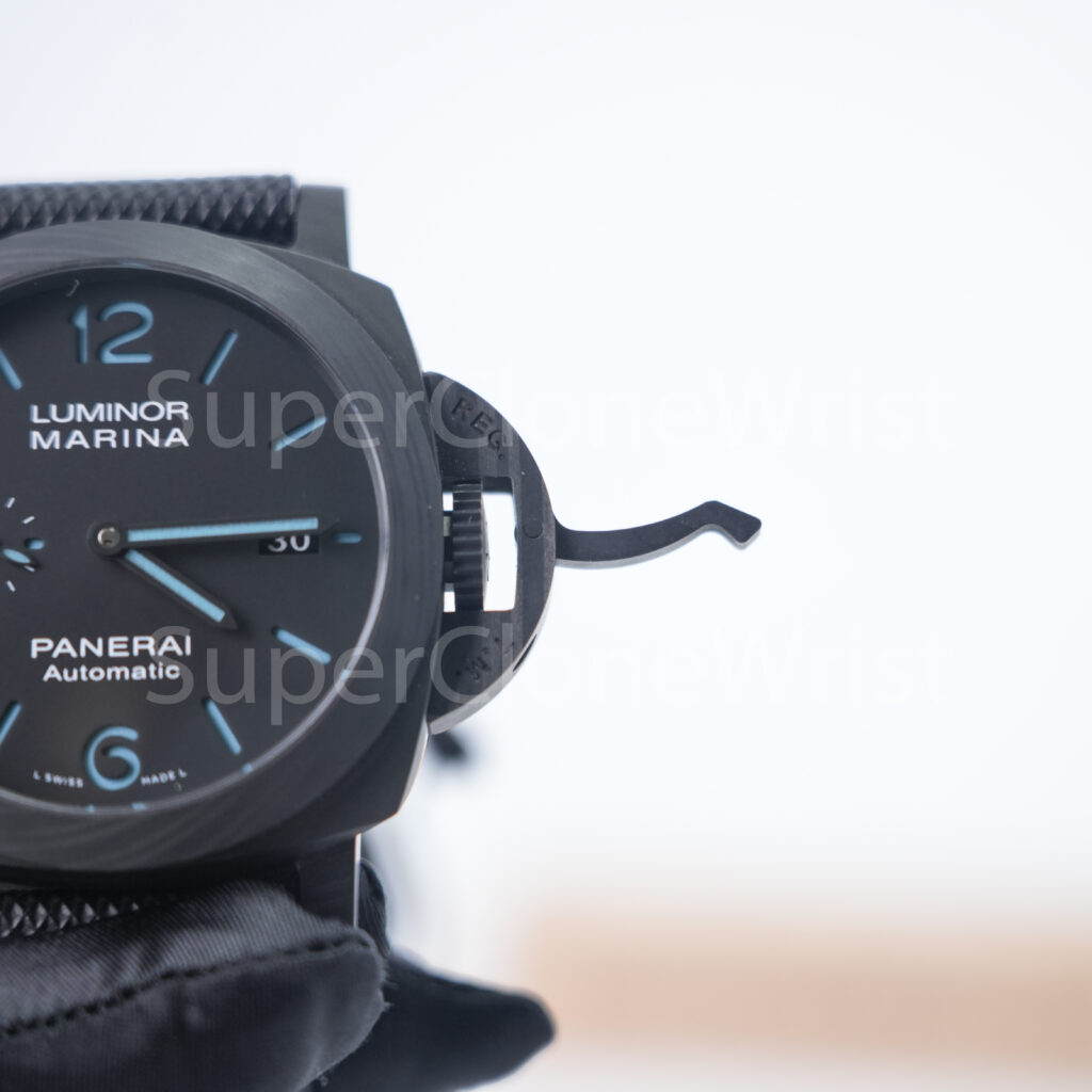 Panerai Luminor Marina PAM02661 Carbotech Black Dial Blue Lume Black Rubber Strap 44mm Replica Watches - 6