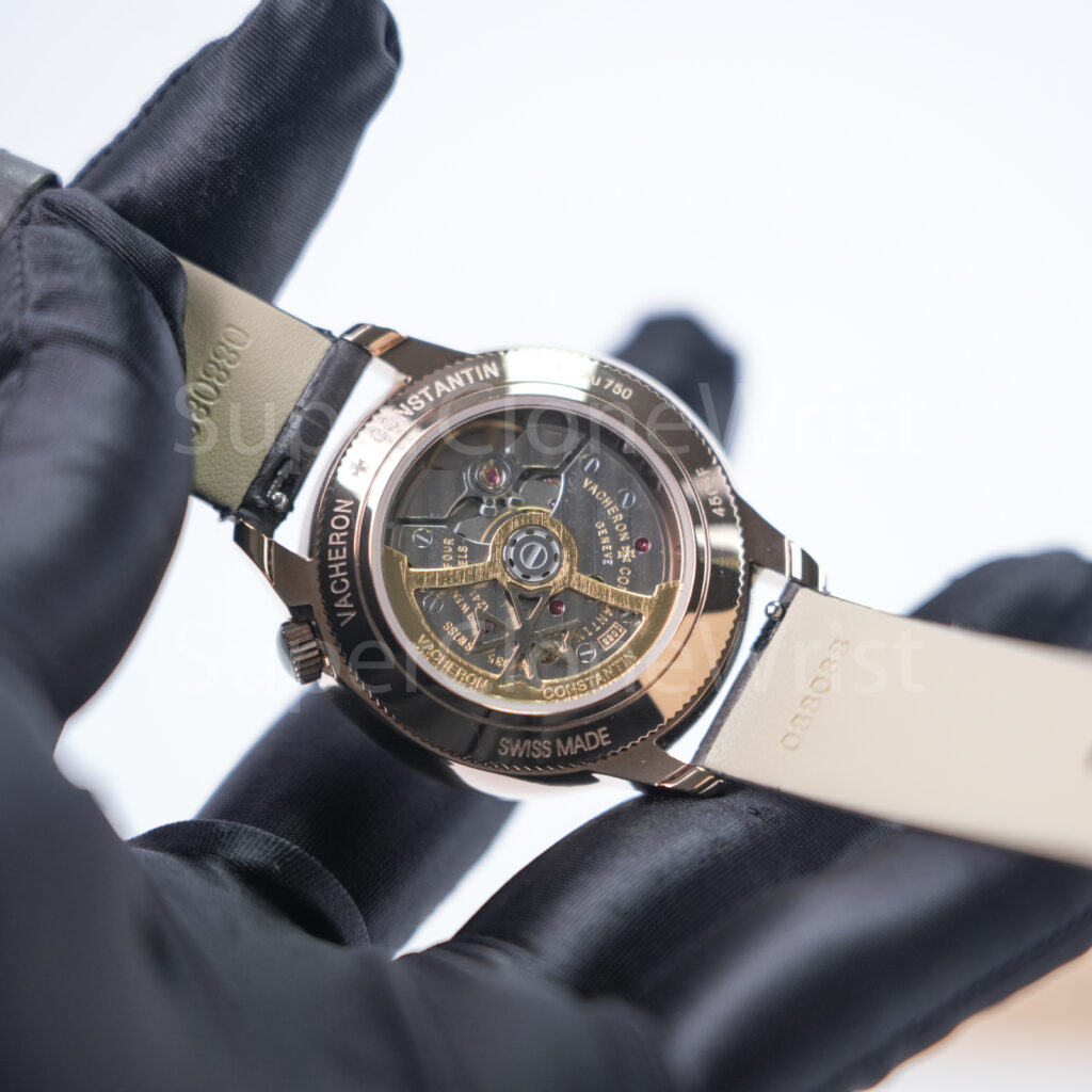 Vacheron Constantin Égérie 8005F/000R-B958 Rose Gold Pink-Purple Guilloché Dial Diamond Bezel Grey Leather Strap 35mm Replica Watches - 6