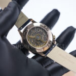 Vacheron Constantin Égérie 8005F/000R-B498 Rose Gold Silver Guilloché Dial Diamond Bezel Blue Leather Strap 35mm Replica Watches - 7