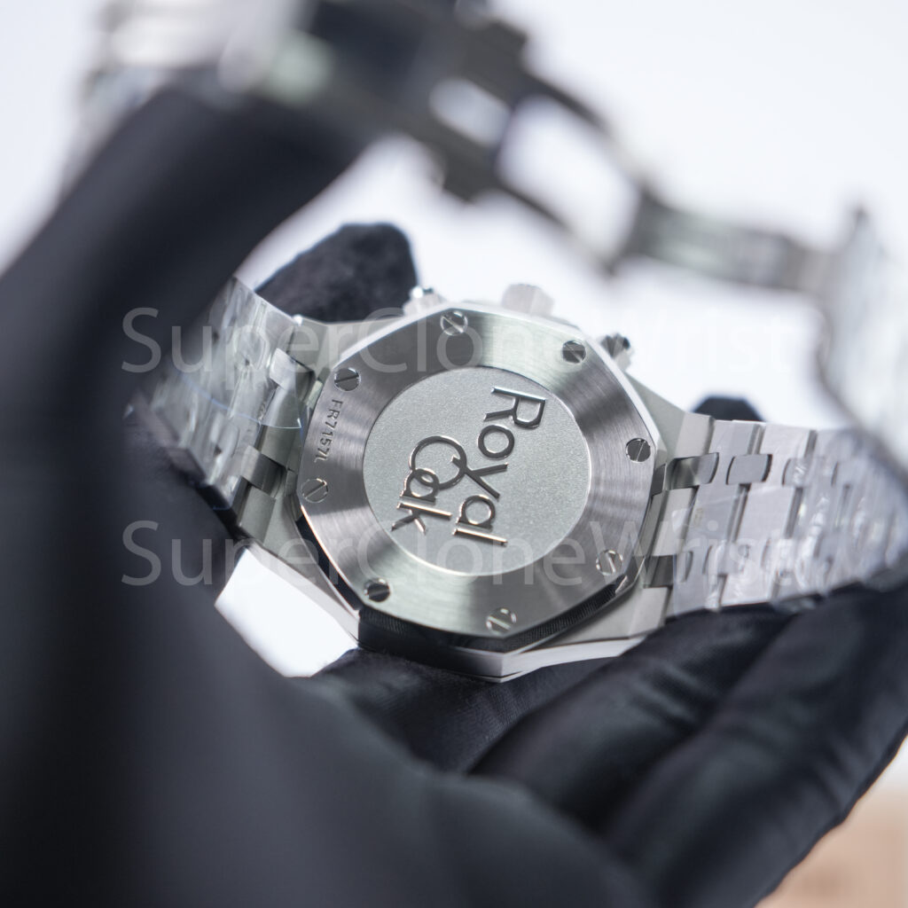 Audemars Piguet Royal Oak Chronograph 26315ST Steel Model Silver Grande Tapisserie Dial Blue Sub-dials Steel Bracelet 38mm Replica Watches - 7