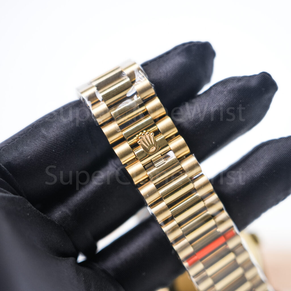 Rolex Day-Date 228238 Yellow Gold Green Ombre Diamond Dial Fluted Bezel President Bracelet 40mm Replica Watches - 7