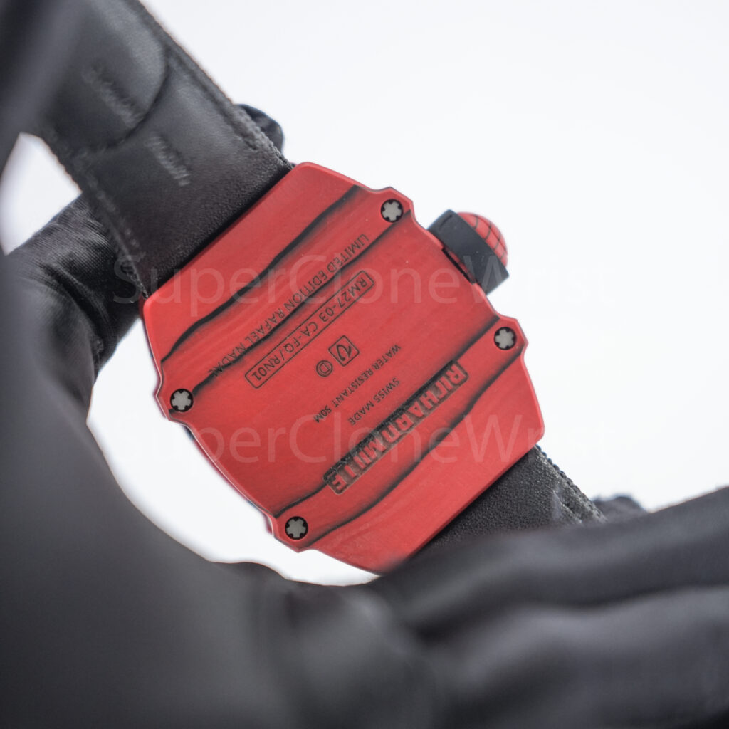 Richard Mille RM 27-03 Red Carbon Fiber Skeleton Dial Red Carbon Fiber Bezel Black Fabric Strap 40mm Replica Watches - 7