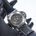 Panerai Luminor Marina PAM01313 Steel Blue Sunray Dial Polished Bezel Dark Blue Alligator Leather Strap 44mm Replica Watches - 7