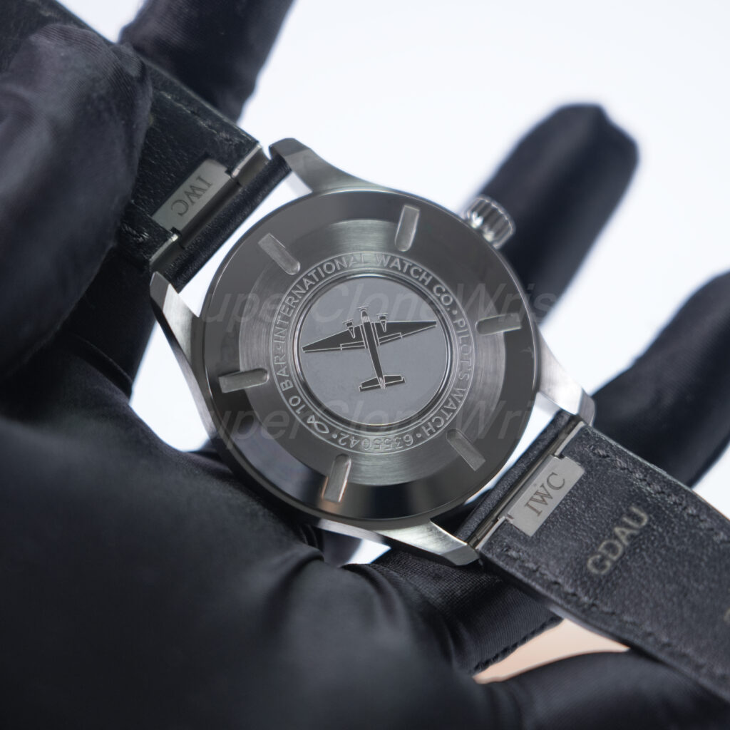 IWC Pilot's Watch Automatic TOP GUN Steel Model Black Dial Black Leather Strap 41mm Replica Watches - 7