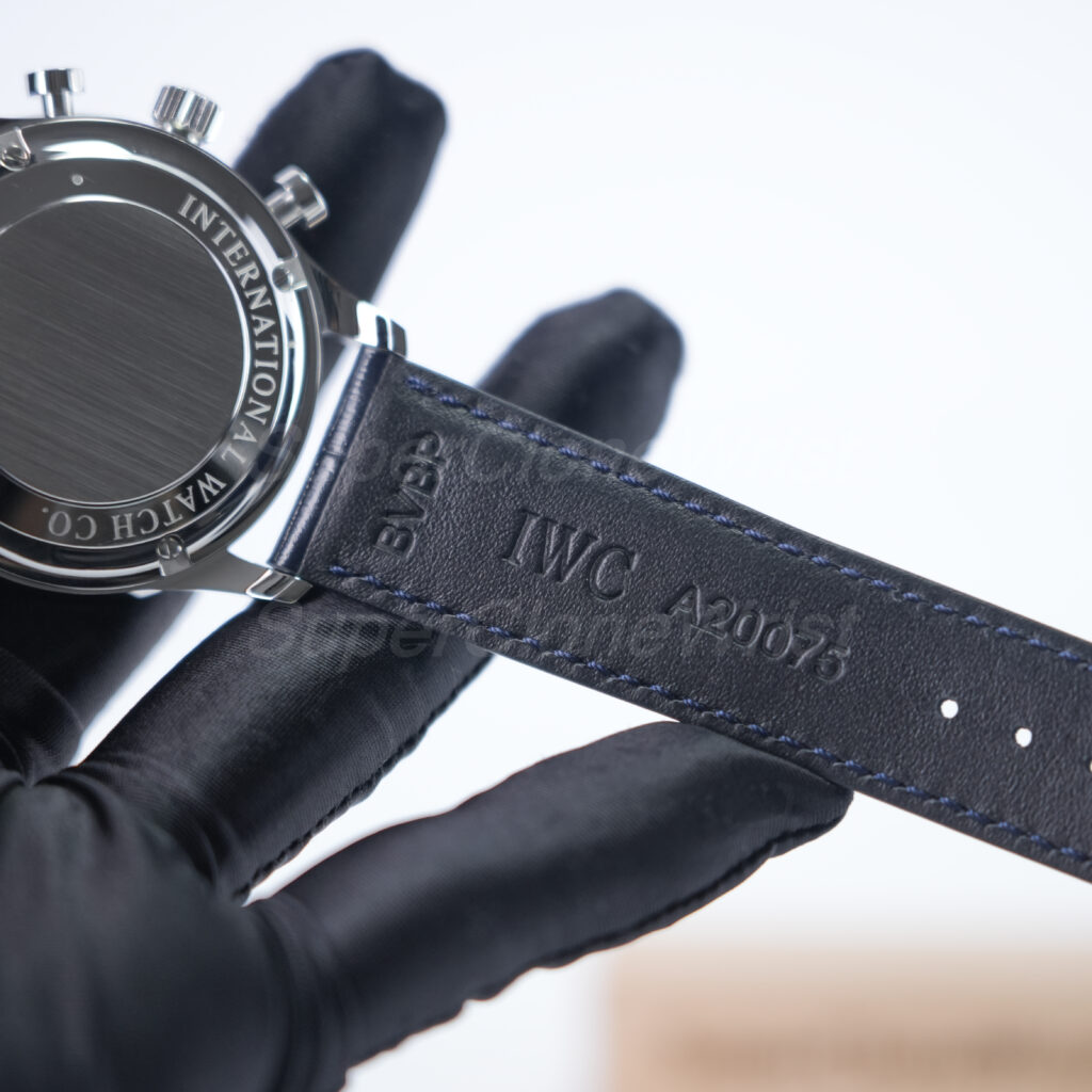 IWC Portugieser Chronograph Steel Model Silver Dial Blue Leather Strap 41mm Replica Watches - 7
