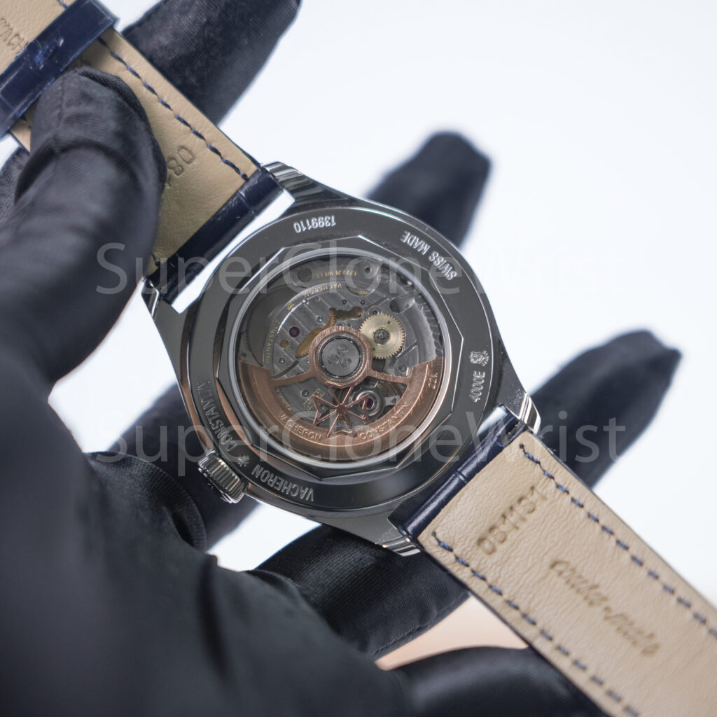 Vacheron Constantin Fiftysix 4000E/000A-B548 Steel Blue Dial Steel Polished Bezel Blue Leather Strap 40mm Replica Watches - 8