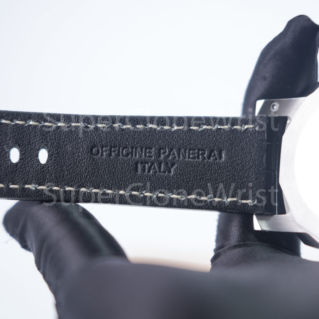 Panerai Luminor Marina PAM01312 Steel Model Black Dial Black Leather Strap 44mm Replica Watches - 8