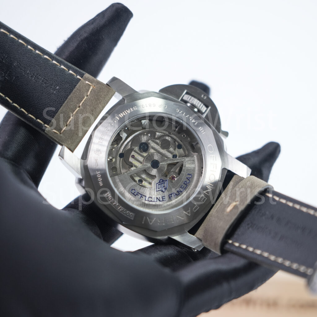 Panerai Luminor Marina PAM01314 Steel Model White Dial Brown Leather Strap 44mm Replica Watches - 8