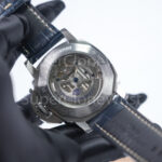 Panerai Luminor Marina PAM01313 Steel Blue Sunray Dial Polished Bezel Dark Blue Alligator Leather Strap 44mm Replica Watches - 8