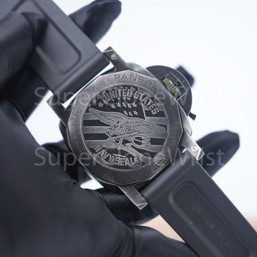 Panerai Luminor Marina Navy SEALs PAM01412 Brunito eSteel Grey-Black Gradient Dial Black Rubber Strap 44mm Replica Watches - 8