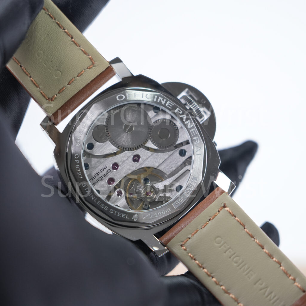 Panerai Luminor Marina PAM00111 Steel Black Dial Brown Leather Strap 44mm Replica Watches - 8