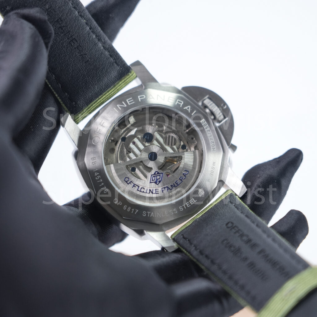 Panerai Luminor Marina eSteel PAM01356 Verde Smeraldo Green Gradient Dial Fabric Strap 44mm Replica Watches - 8