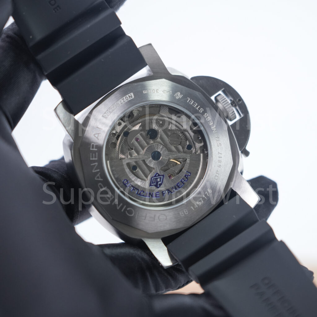 Panerai Submersible PAM00973 Steel Black Dial Brushed Steel Bezel Black Rubber Strap 42mm Replica Watches - 8