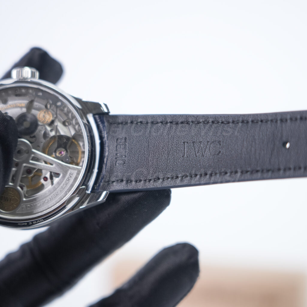 IWC Portugieser Automatic 7 Days Steel Model White Dial Blue Crocodile Leather Strap 42mm Replica Watches - 8