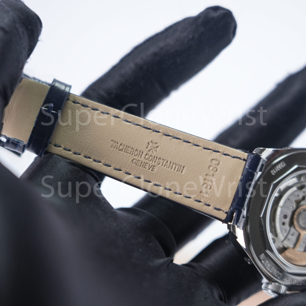 Vacheron Constantin Fiftysix 4000E/000A-B548 Steel Blue Dial Steel Polished Bezel Blue Leather Strap 40mm Replica Watches - 9