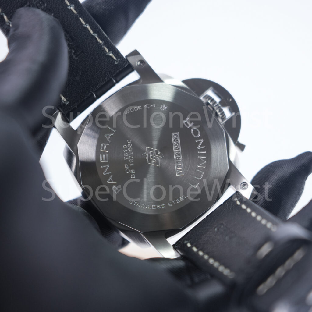 Panerai Luminor Marina PAM01312 Steel Model Black Dial Black Leather Strap 44mm Replica Watches - 9