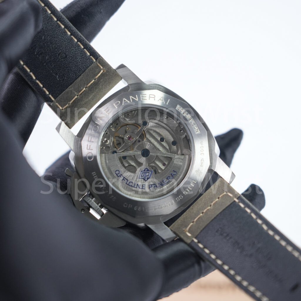 Panerai Luminor Marina PAM01314 Steel Model White Dial Brown Leather Strap 44mm Replica Watches - 9