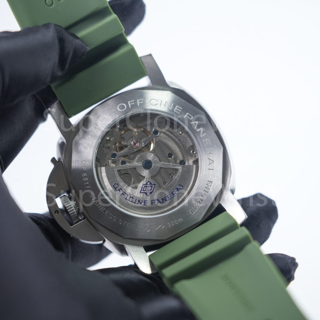 Panerai Submersible Verde Militare PAM01055 Steel Green Dial Green Rubber Strap 42mm Replica Watches - 9