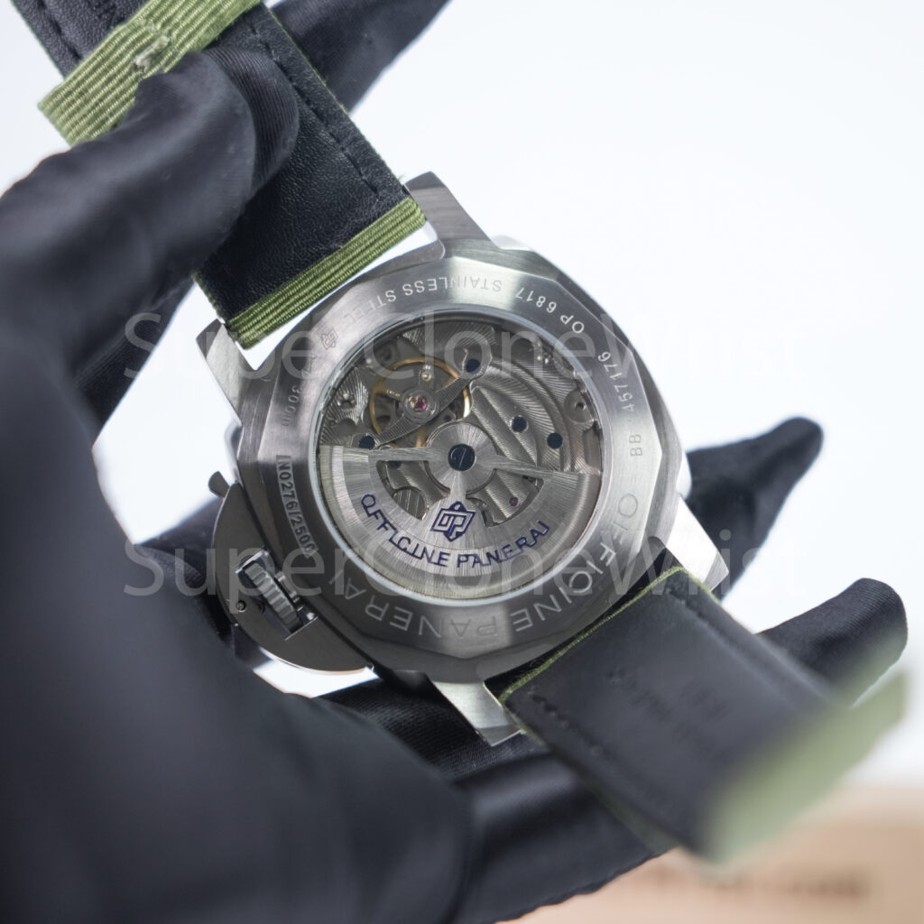 Panerai Luminor Marina eSteel PAM01356 Verde Smeraldo Green Gradient Dial Fabric Strap 44mm Replica Watches - 9